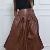 Bottoms female | Sexy Slim High Waist Pu Leather Skirt Coffee