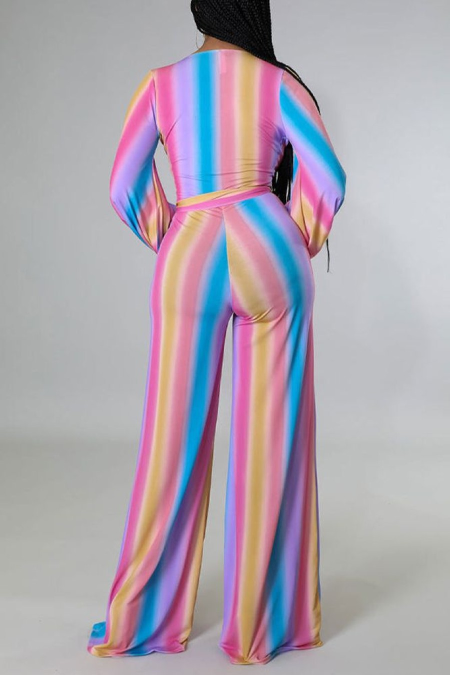 Jumpsuits & Rompers female | Casual Fashion Gradient Mopping High Waist Wide Leg Jumpsuit Multicolor