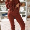 2-Pieces female | Temperament Plus Size Solid Color Twist Knit Pant Suits