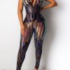 Jumpsuits & Rompers female | Sequined Sexy Breasted Slim Fit Sleeveless Jumpsuit Black