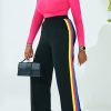 Bottoms female | Casual Color Block Side Stripe Trousers Black