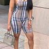 Jumpsuits & Rompers female | Modern Classic Plaid Print Casual Suspender Romper