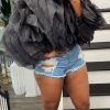 Tops & Outerwear female | Plus Size Sheer Tulle Ruffles Long Sleeve Blouse