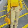 Tops & Outerwear female | On-Trend Long Sleeve Round Neck Letter Print Short Sweatshirt Yellow