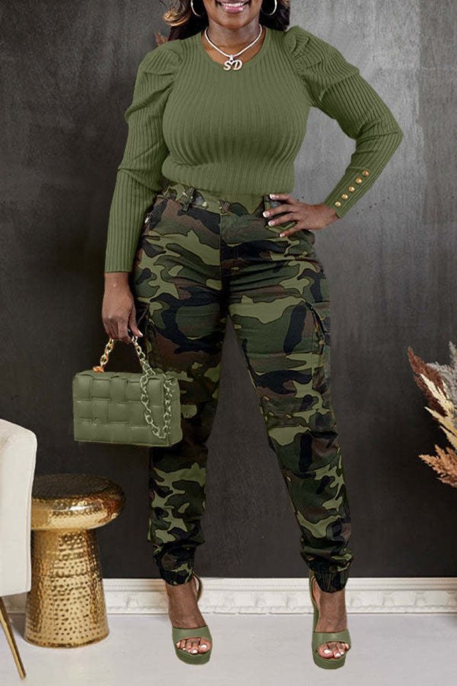 Bottoms female | Camouflage Cotton Pants