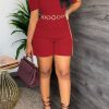 Jumpsuits & Rompers female | Temperament Short Sleeve Solid Color Belt Slim Fit Rompers