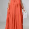 Dresses female | Plus Size Sexy Sling Sleeveless Solid Color Bohemian Long Swing Dress