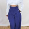 Bottoms female | Temperament High Waist Solid Color Wide Leg Pant