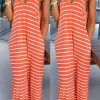 Dresses female | Casual Striped Print Loose Strap Maxi Dress