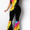 Jumpsuits & Rompers female | Trendy Print Sleeveless Flared Jumpsuit