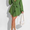 Dresses female | Temperament Long Sleeved Curved Hem Shirt Mini Dress