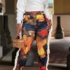 Bottoms female | Stylish Abstract Print Side Fringed Pants Multicolor