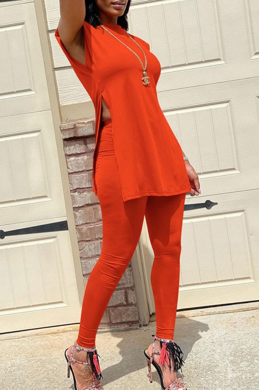 2-Pieces female | Solid Color Shoulder Pads Loose Two Piece Pant Suits