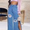 Bottoms female | Fashion Ripped Wide-Leg Split Jeans Blue