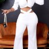 2-Pieces female | Casual Solid Color Strappy Wide-Leg Pants Two-Piece Set White