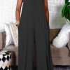 Jumpsuits & Rompers female | Casual Solid Color Sleeveless Wide-Leg Jumpsuit