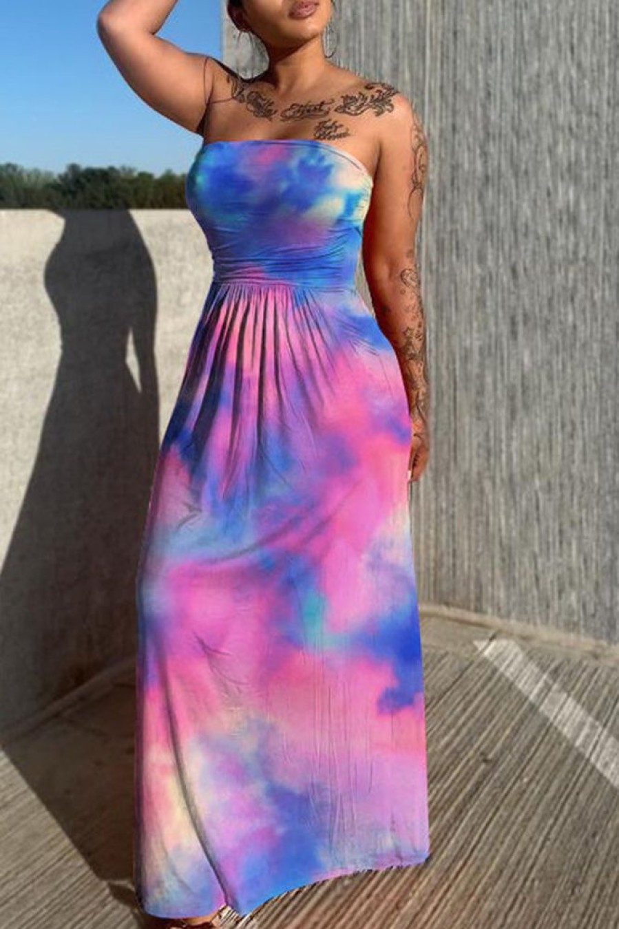 Dresses female | Beachy Tie Dye Bandeau Maxi Dress