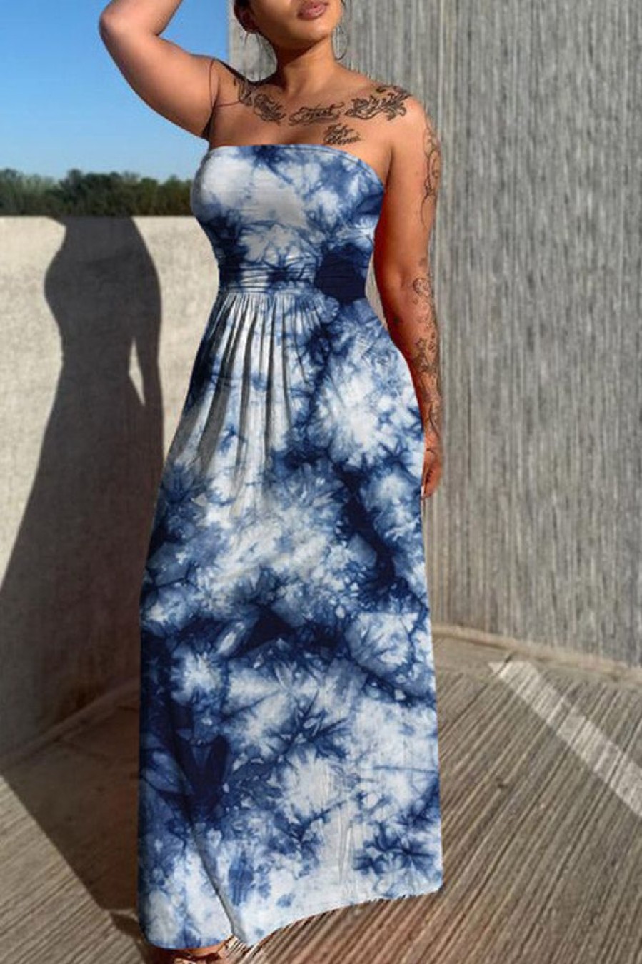 Dresses female | Beachy Tie Dye Bandeau Maxi Dress