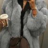 Tops & Outerwear female | Plus Size F Ion Warm Faux Fur Plush Coat